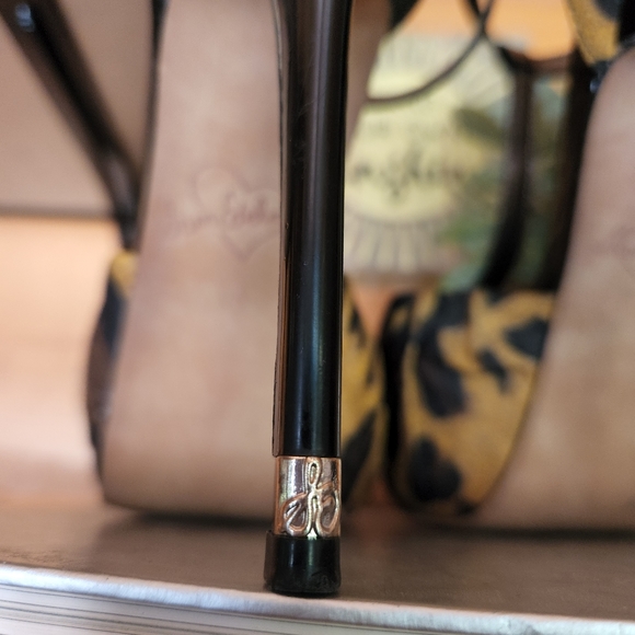 Sam Edelman 💜 Mckenna Leopard Platform Stilleto Ruched T-Strap Peep Heels 6.5 M - Picture 7 of 11